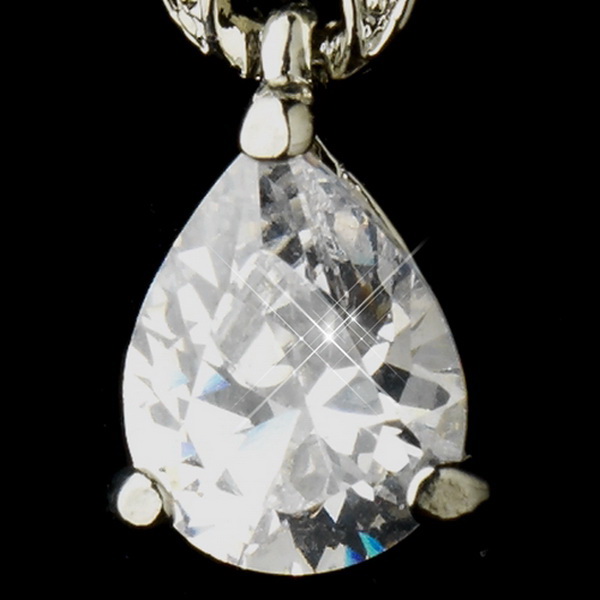 Elegance by Carbonneau E-9243-AS-Clear Silver Clear Love Knot CZ & Austrian Crystal Drop Bridal Earrings 9243