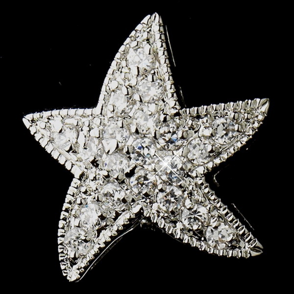 Elegance by Carbonneau E-5336-AS-Clear Antique Silver Clear CZ Crystal Starfish Stud Bridal Earrings 5336