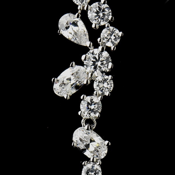 Elegance by Carbonneau E-8654-AS-Clear Antique Silver Clear CZ Crystal Dangle Bridal Earrings 8654