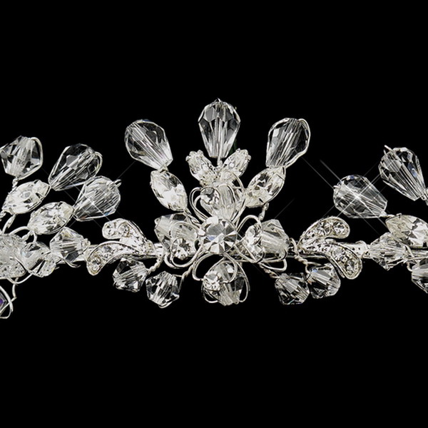 Elegance by Carbonneau HP-5072-S-Clear Silver Clear Swarovski Crystal & Rhinestone Bridal Tiara Headpiece 5072
