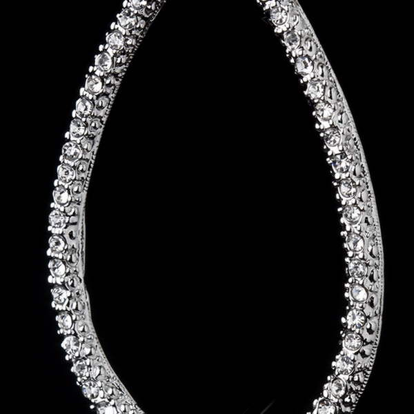 Elegance by Carbonneau E-8716-AS-Clear Silver Clear CZ Crystal Dangle Bridal Earrings 8716