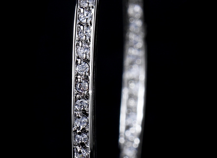 Elegance by Carbonneau E-2235-AS-Clear Large Cubic Zirconia Pave Hoop Earrings in Luminous Silver 2235
