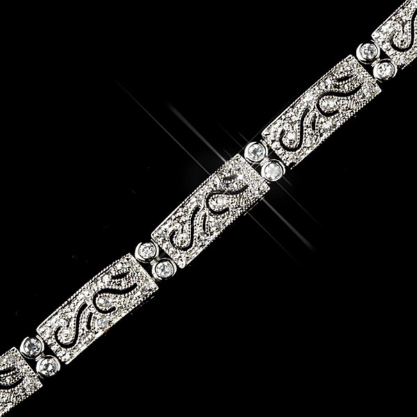 Elegance by Carbonneau B-65150-S-Clear Silver Clear CZ Crystal Tennis Bridal Clasp Bracelet 65150