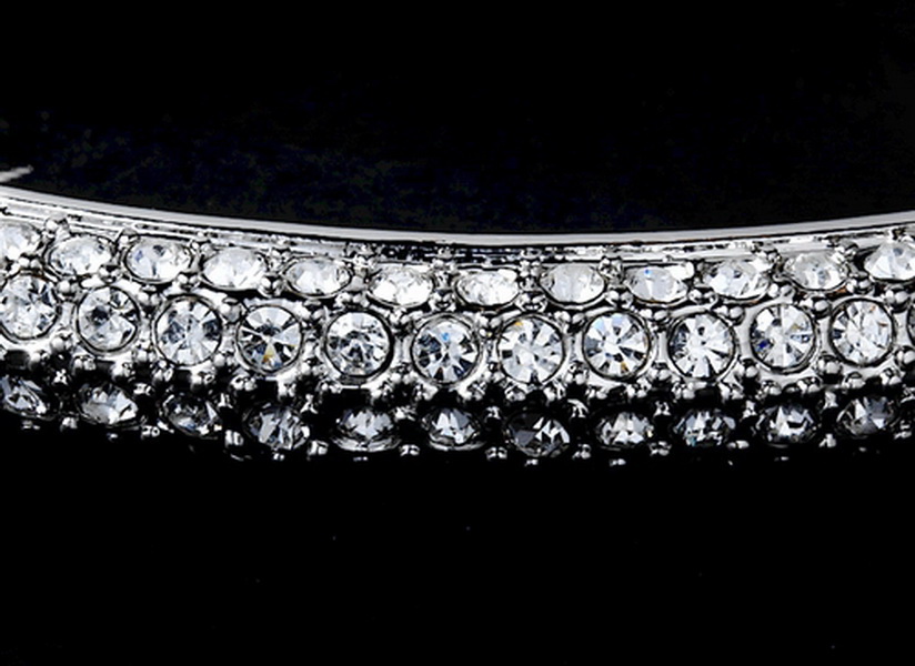 Elegance by Carbonneau B-3107-Silver Classy Silver Clear Rhinestone Bangle Bracelet 3107