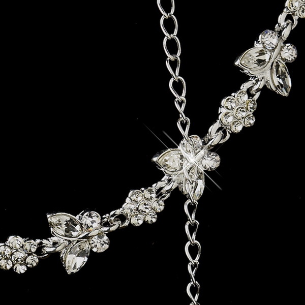 Elegance by Carbonneau NE-2876-S-Clear-B-2876 Silver Clear Rhinestone Necklace, Earrings, Bracelet 3 Piece Bridal Butterfly Jewelry Set NE 2876 & B 2876