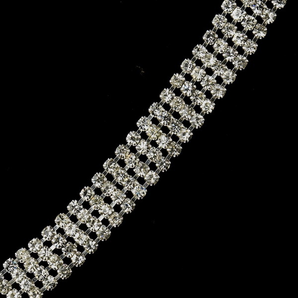 Elegance by Carbonneau B-17030-S-Clear Silver Clear 4 Row Rhinestone Bridal Clasp Bracelet 17030