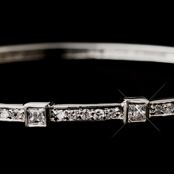 Elegance by Carbonneau b-6544-silver Silver CZ Bangle Bracelet 6544