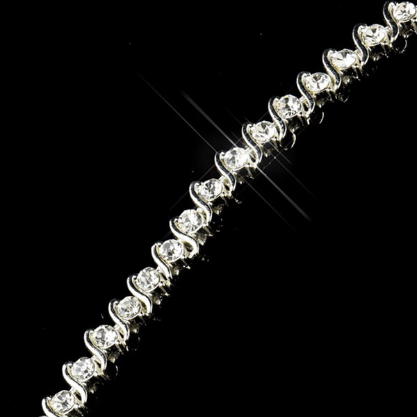Elegance by Carbonneau B-17100-S-Clear Silver Clear Rhinestone Bridal Clasp Bracelet 17100