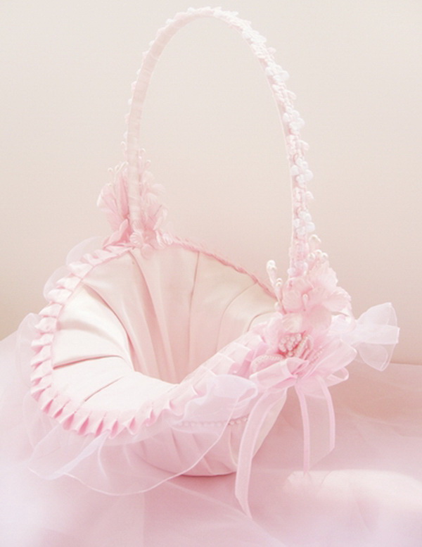 Elegance by Carbonneau FB-4-Pink Pink Bridal Flower Girl Basket FB 4