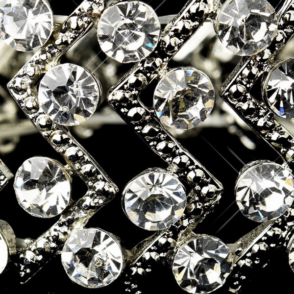 Elegance by Carbonneau B-8691-S-Clear Silver Clear Crystal Stretch Cuff Bridal Bracelet 8691