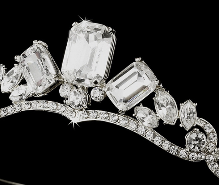 Elegance by Carbonneau hp-8277-silver Silver Princess Rhinestone Majesty Bridal Tiara HP 8277