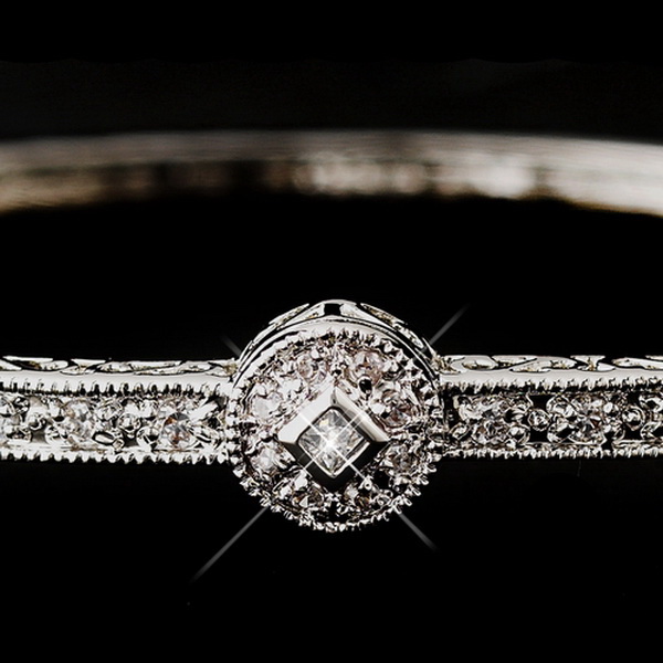 Elegance by Carbonneau b-2543-silver Silver CZ Bangle Bracelet 2543