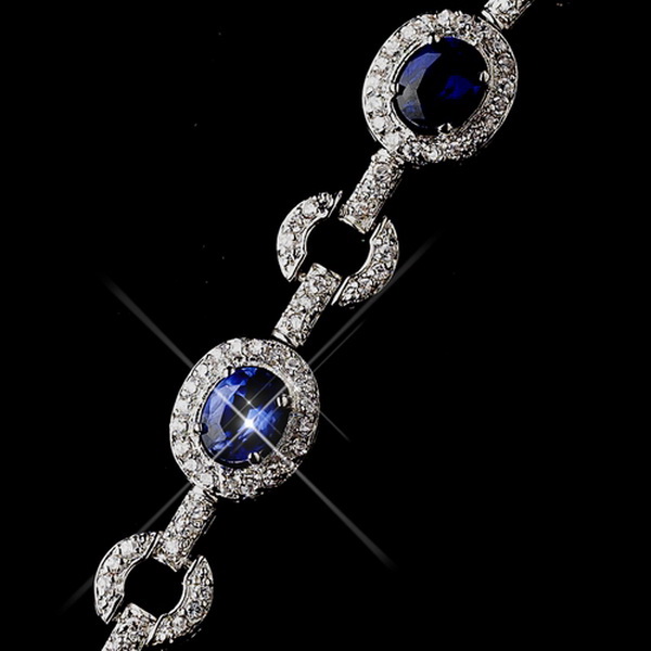 Elegance by Carbonneau b-2722-s-sapphire Royal Princess Kate Middleton Inspired Silver Sapphire CZ Bracelet 2722