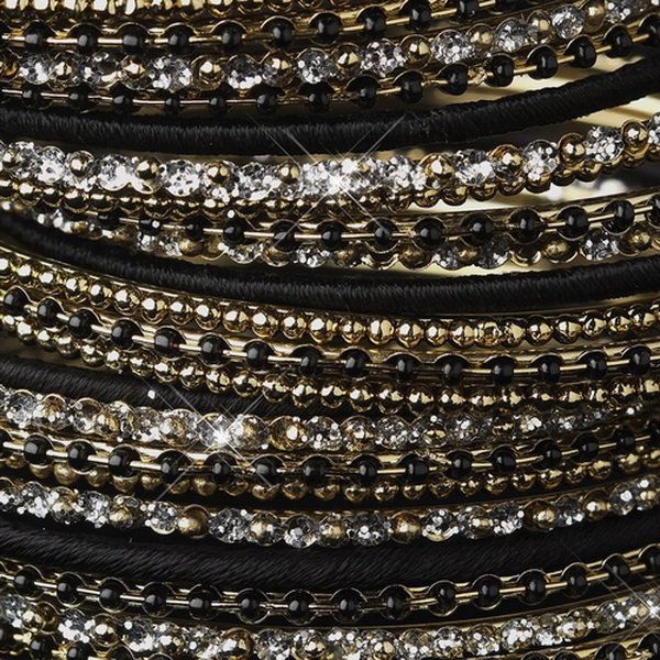 Elegance by Carbonneau B-8859-G-Black Gold Black Bangle Bracelet 8859