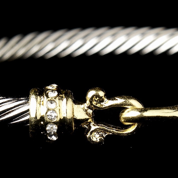 Elegance by Carbonneau B-8861-S-Gold Silver Gold Clear Cuff Bracelet 8861