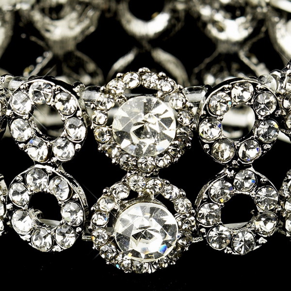 Elegance by Carbonneau B-8658-S-Clear Silver Clear Crystal Bridal Stretch Bracelet 8658