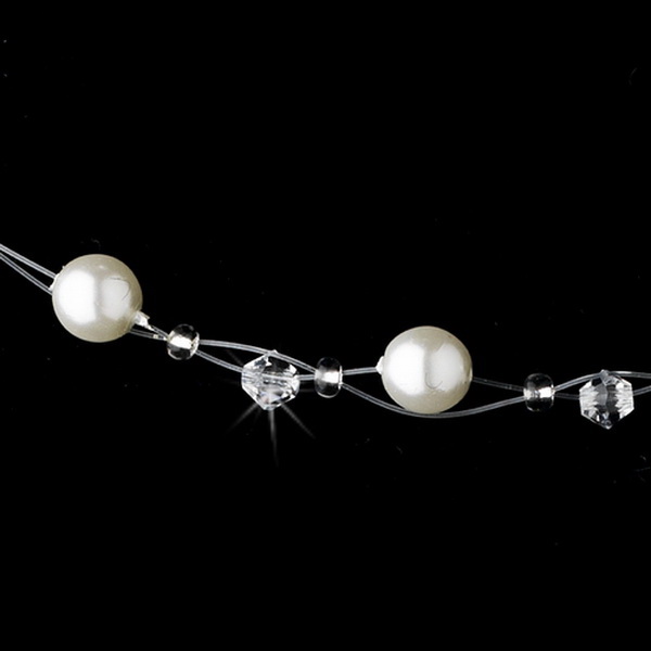 Elegance by Carbonneau NE-207-White Illusion Bridal Necklace Earring Set 207 White