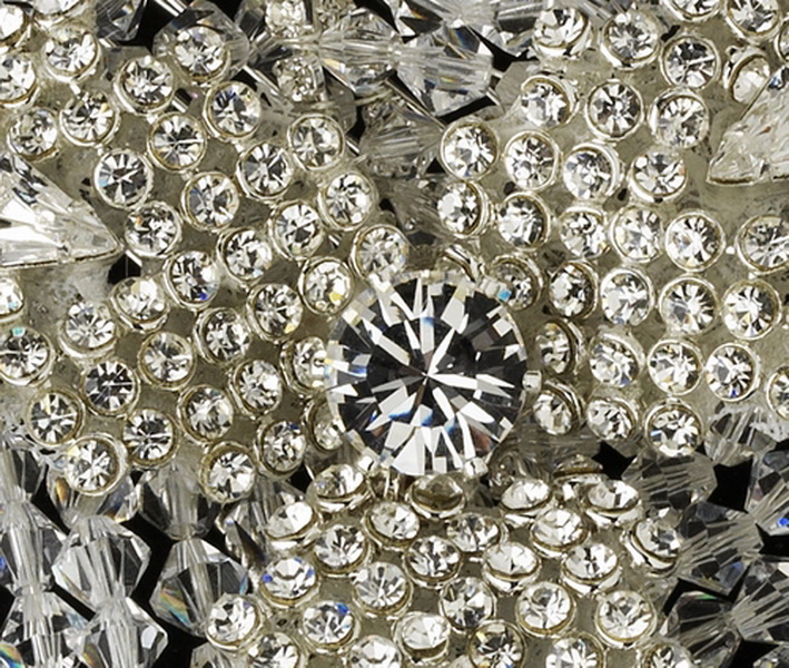 Elegance by Carbonneau Comb-8355-Silver Stunning Swarovski Crystal & Silver Clear Rhinestone Flower Bridal Hair Comb 8355