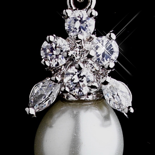 Elegance by Carbonneau E-5441-AS-FW Antique Silver White Pearl & CZ Earrings 5441