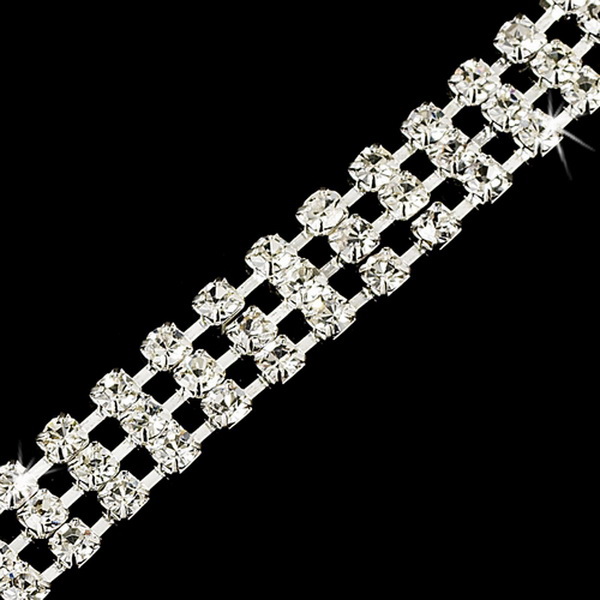 Elegance by Carbonneau B-80004-Silver-Clear Marvelous Silver Clear 4 Row Rhinestone Bracelet 80004