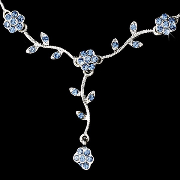 Elegance by Carbonneau NE383ltbl Charming Silver Blue Rhinestone Necklace & Earring Set 383