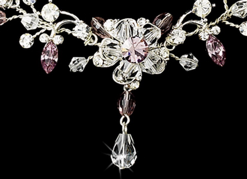 Elegance by Carbonneau NE-8003-SilverAmethyst Swarovski Crystal Couture Jewelry Set NE 8003 Lt Amethyst