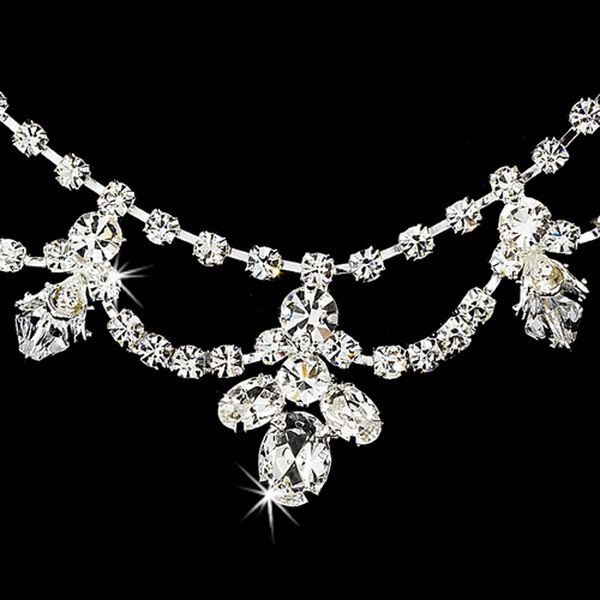Elegance by Carbonneau NE-7212-silverclear Swarovski Crystal Bridal Jewelry Set NE 7212