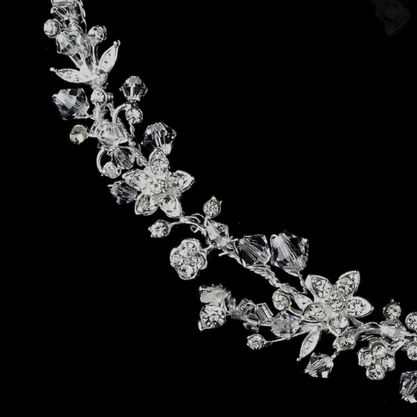 Elegance by Carbonneau NE-7600 Silver Crystal Floral Jewelry Set NE 7600