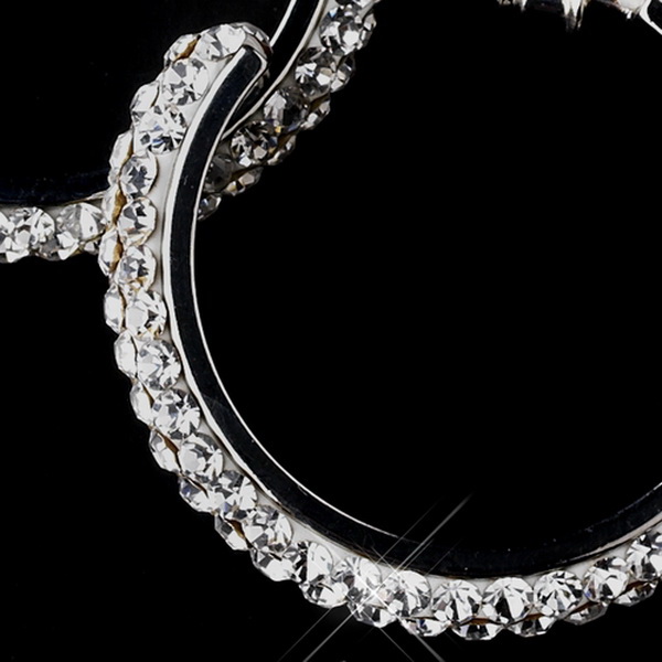 Elegance by Carbonneau e-8707-silver-clear Antique Silver Clear Hoop Earrings 8707