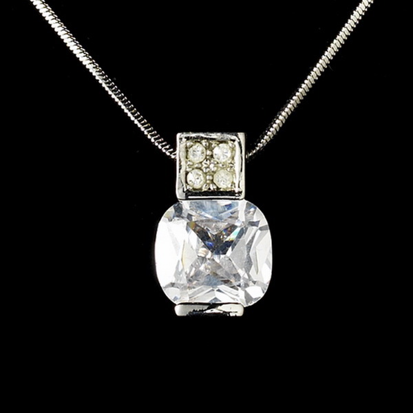 Elegance by Carbonneau E-3518-N-3518 Crystal Cubic Zirconia Pendent Bridal Jewelry Set E 3518 & N 3518