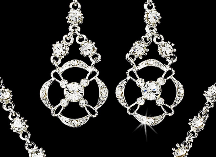 Elegance by Carbonneau Set-NEB7816-HP7816 Elegant Rhinestone Bridal Necklace Earring & Tiara Set