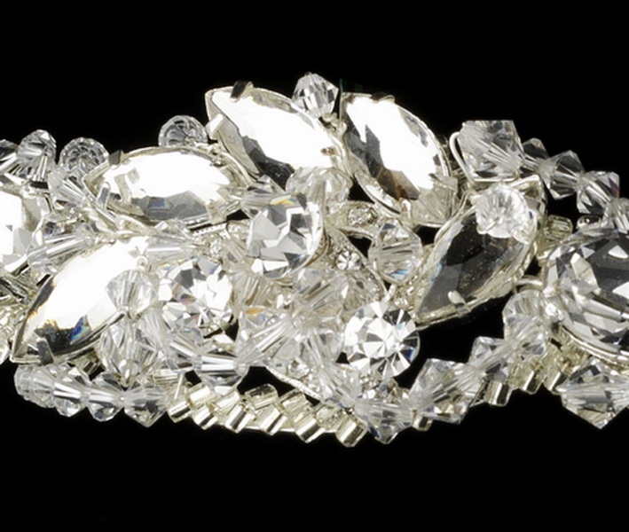 Elegance by Carbonneau HP-8353-Silver Silver Rhinestone Couture Sensation Bridal Headband - HP 8353