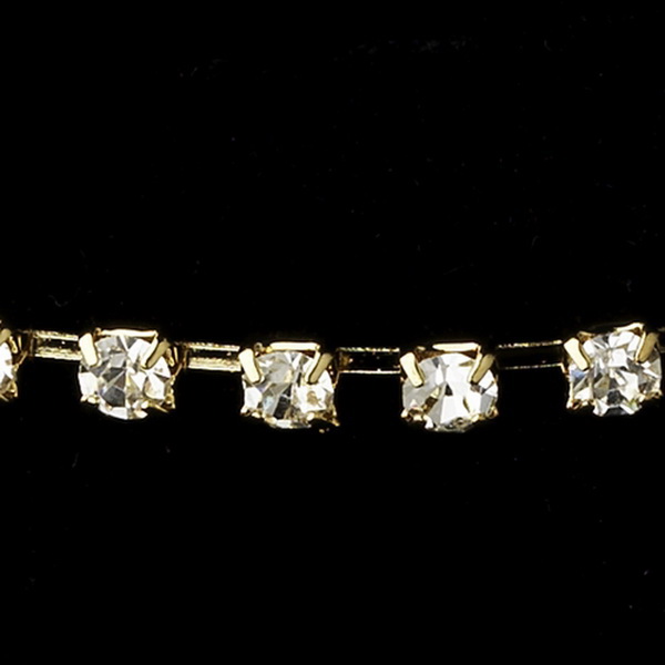 Elegance by Carbonneau NE-10022-goldclear Gold Single Row Crystal Choker Jewelry Set NE 10022