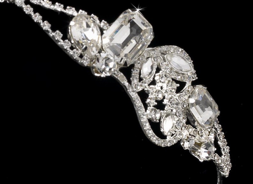 Elegance by Carbonneau HP-8264-S-Clear Beautiful Silver & Crystal Bridal Headband HP 8264