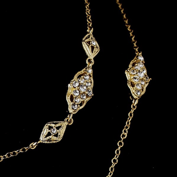 Elegance by Carbonneau N-3017-gold Gold Clear CZ Necklace 3017