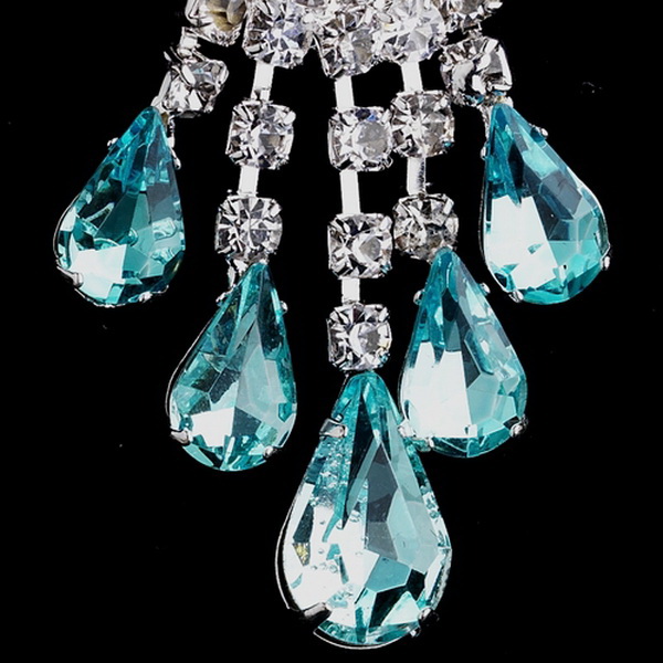 Elegance by Carbonneau e-24792-s-aqua Silver Aqua Chandelier Earrings 24792