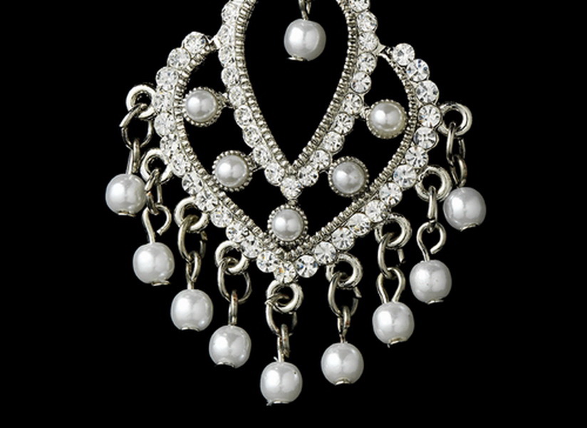 Elegance by Carbonneau Earring-E-956silverwhite Vintage White Pearl Chandelier Earrings E 956