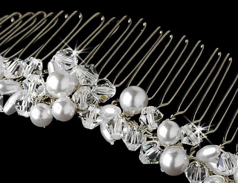 Elegance by Carbonneau Comb-7002 Pearl & Crystal Bridal Comb 7002