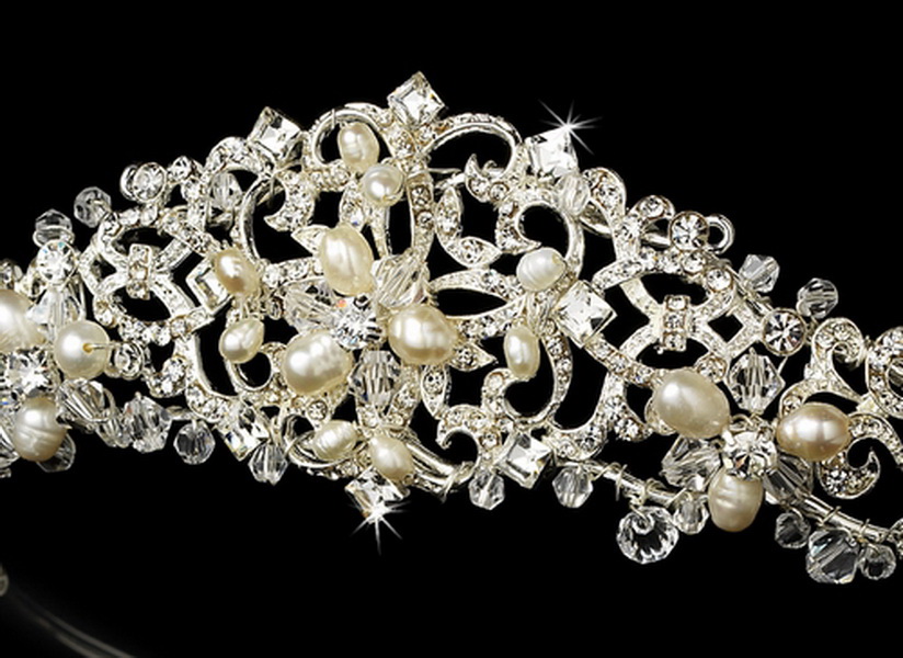 Elegance by Carbonneau HP-1810 Freshwater Pearl Bridal Tiara HP 1810