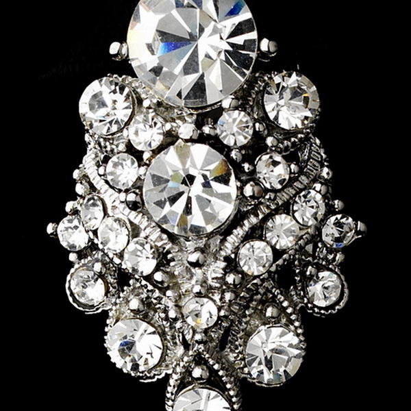 Elegance by Carbonneau e-1334-silver-clear Silver Clear Rhinestone Bridal Clip On Earring 1334