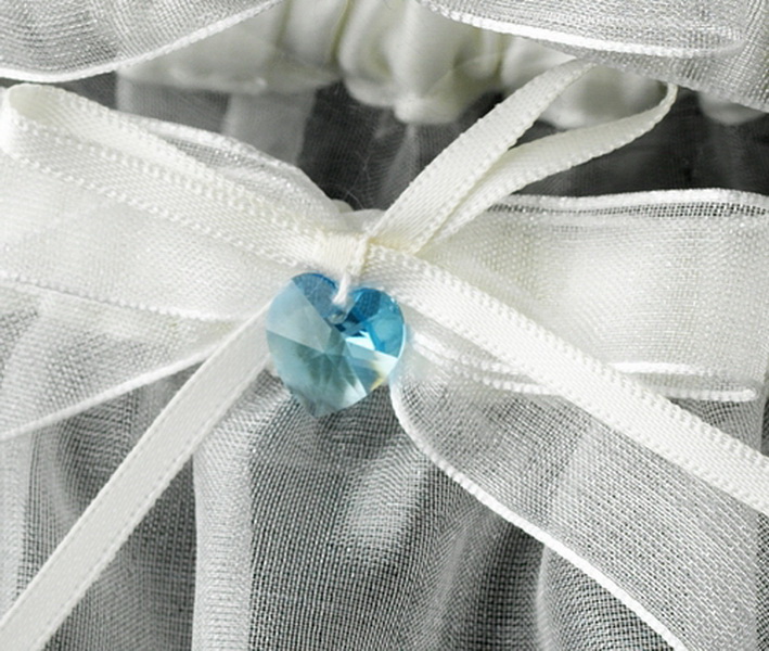 Elegance by Carbonneau Garter-205 Lt Blue Heart Crystal Garter "Something Blue" G205 - White