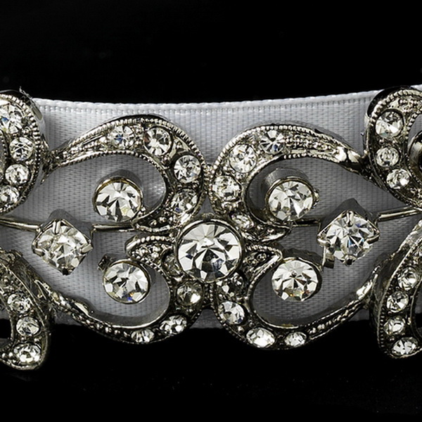 Elegance by Carbonneau HP-8287 Vintage Rhinestone Bridal Ribbon Headband HP 8287