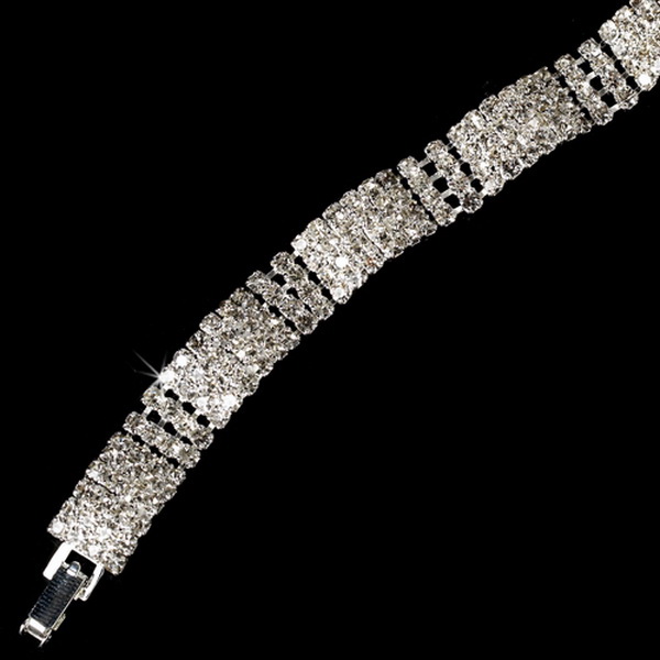 Elegance by Carbonneau B-106-Silver Silver 4 Row Crystal Bracelet B 106