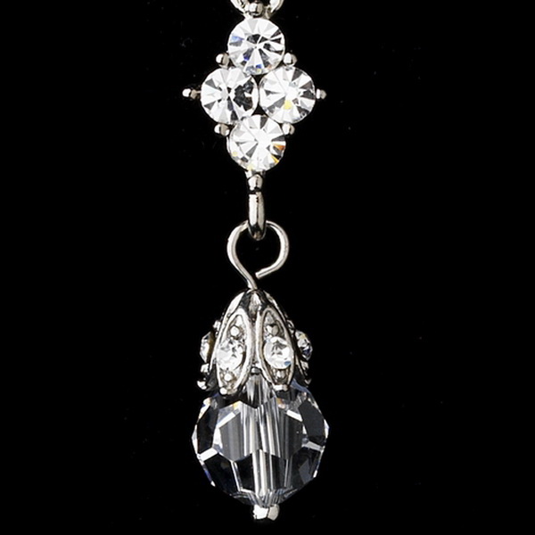 Elegance by Carbonneau Earring-E-937silverclear Elegant Silver & Clear Crystal Drop Earrings E 937