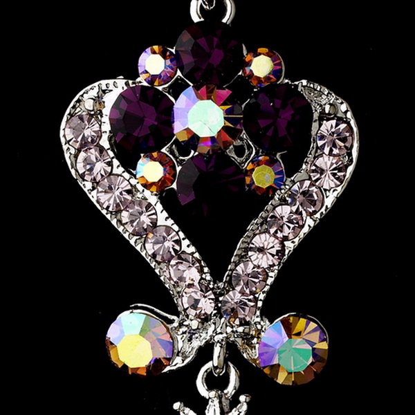 Elegance by Carbonneau e-1031-amethyst Silver Amethyst Purple Chandeleir Crystal Earrings 1031