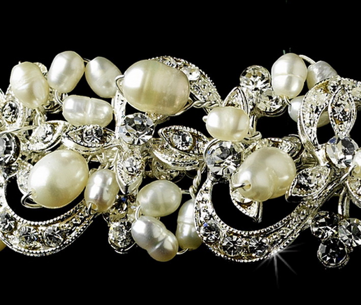 Elegance by Carbonneau HP-5066-silverivory Headpiece 5066 Silver Ivory