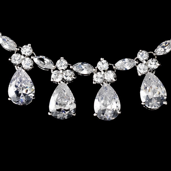 Elegance by Carbonneau N-2404-and-E-2167-AS-Clear Gorgeous Cubic Zirconia Jewlery Set N 2404 & E 2167