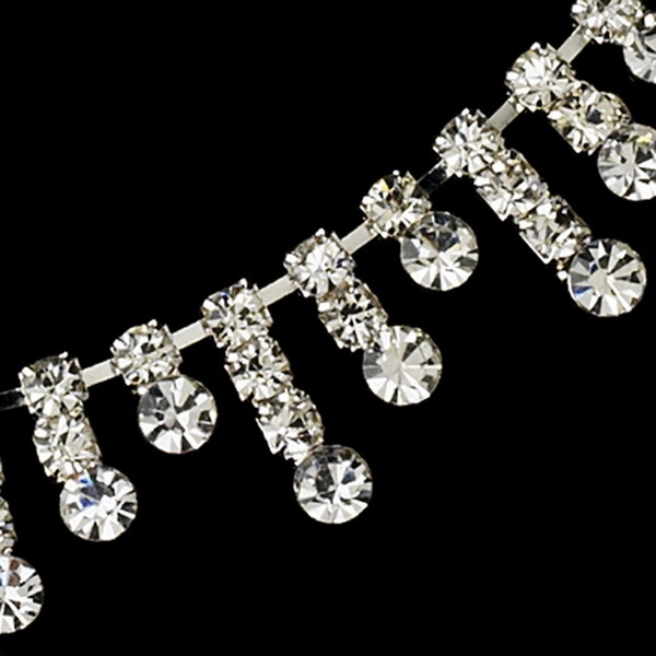 Elegance by Carbonneau NE-3071-Silver-CL Rhinestone Necklace & Earring Set NE 3071 Silver Clear
