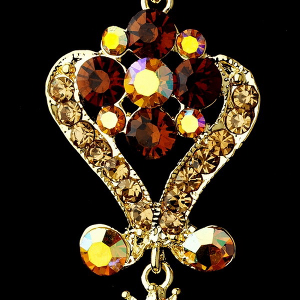 Elegance by Carbonneau e-1031-gold-lt-colorado Gold Brown Multi Crystal Chandelier Earrings 1031