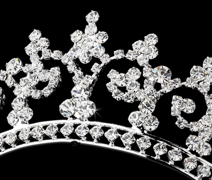 Elegance by Carbonneau HP-167 Royal Rhinestone Crown Tiara in Radiant Silver 167